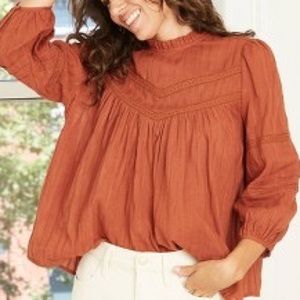 Women's 3/4 Sleeve Prairie Shirt - Universal Thread™ Brown M